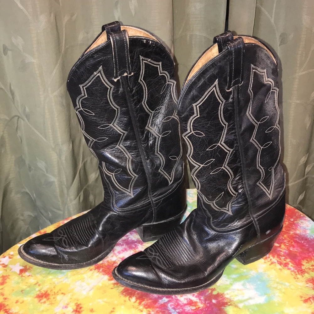 Tony Lama Leather Western Cowboy Boots